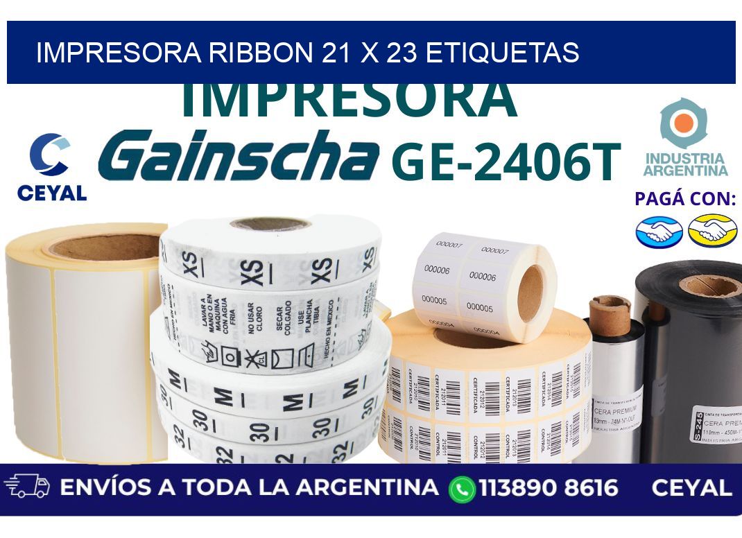 impresora ribbon 21 x 23 etiquetas