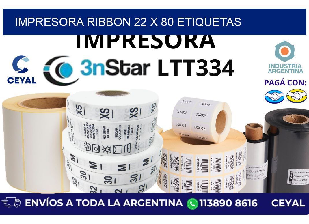 impresora ribbon 22 x 80 etiquetas