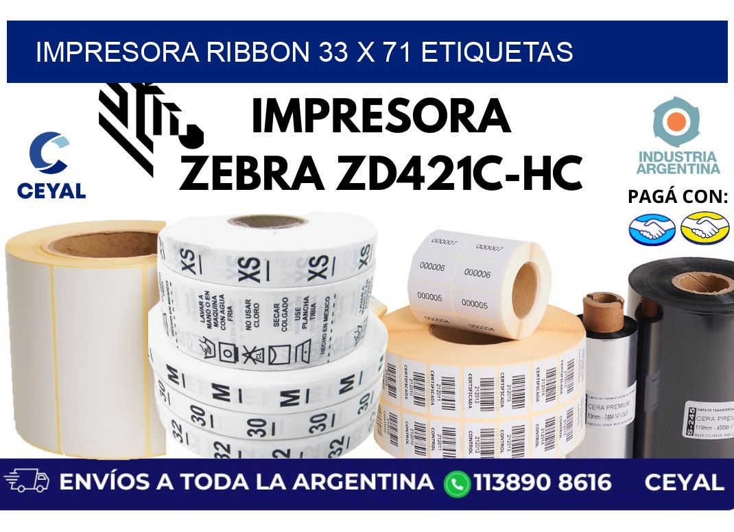impresora ribbon 33 x 71 etiquetas