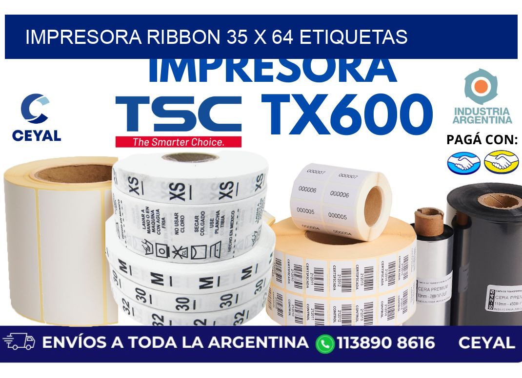 impresora ribbon 35 x 64 etiquetas