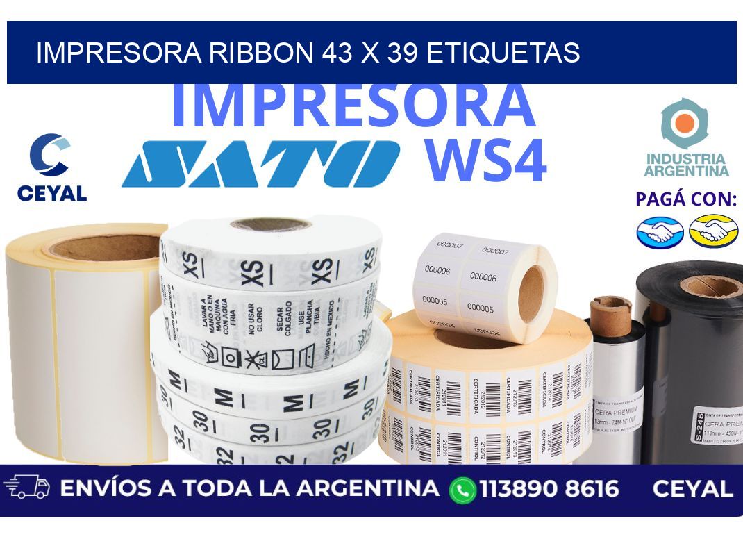 impresora ribbon 43 x 39 etiquetas