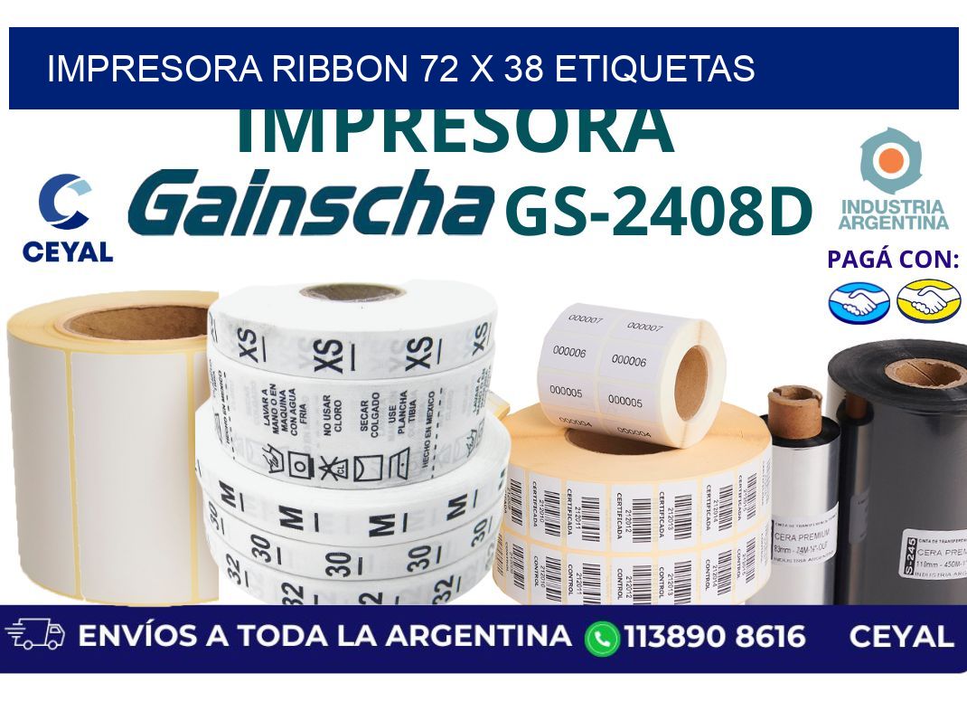 impresora ribbon 72 x 38 etiquetas