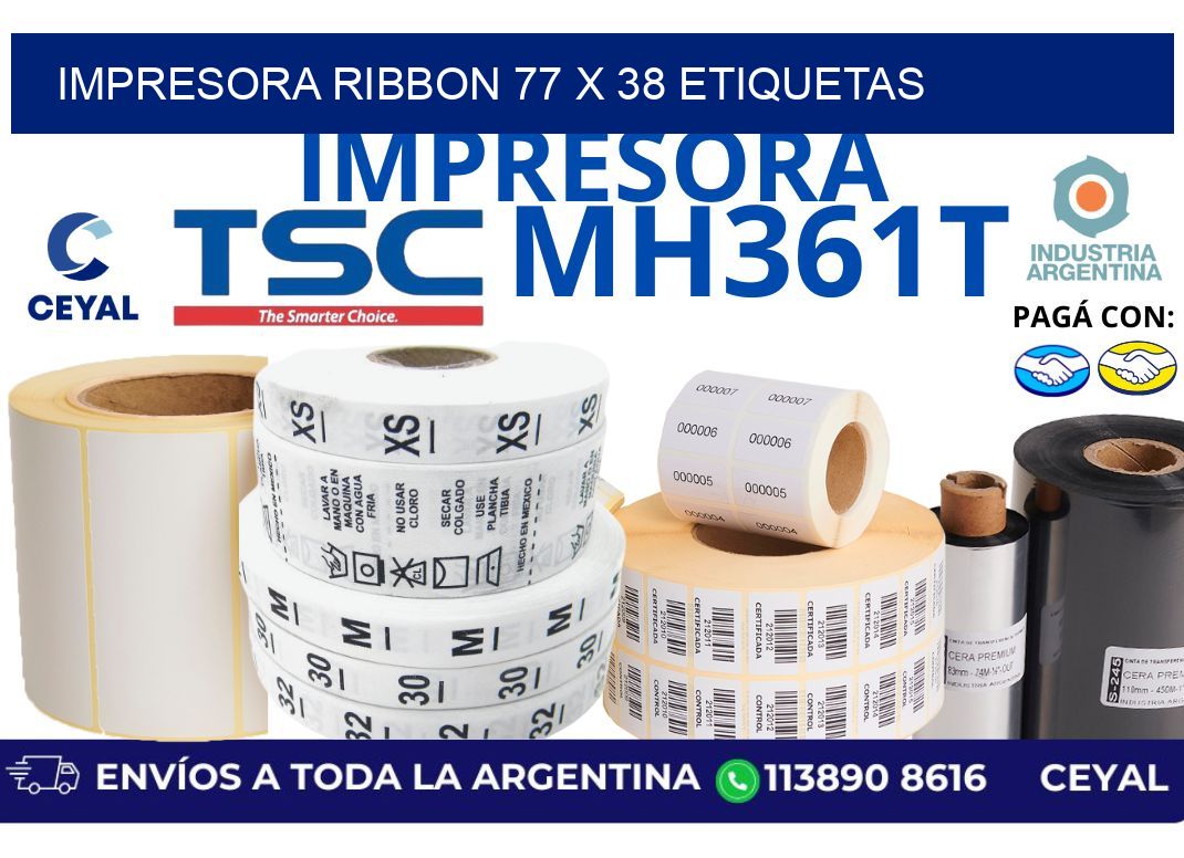 impresora ribbon 77 x 38 etiquetas