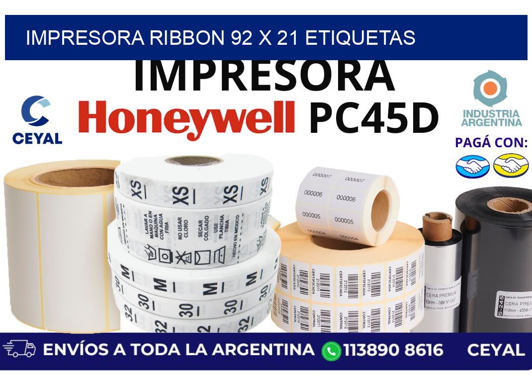 impresora ribbon 92 x 21 etiquetas