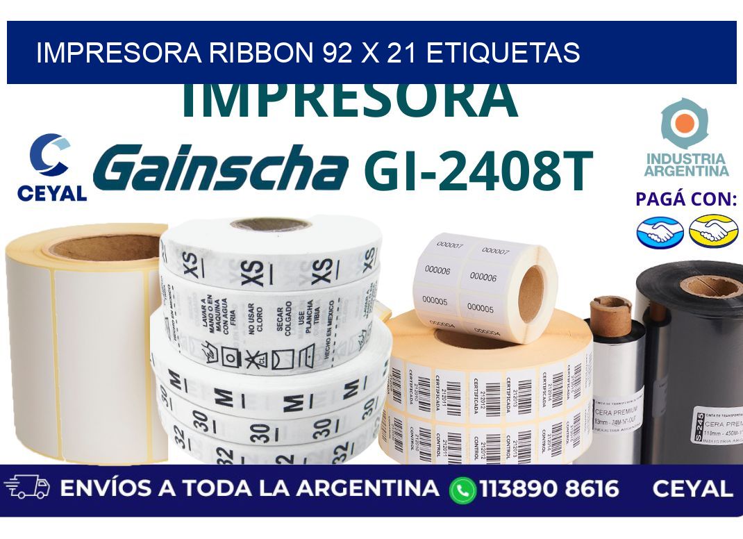 impresora ribbon 92 x 21 etiquetas