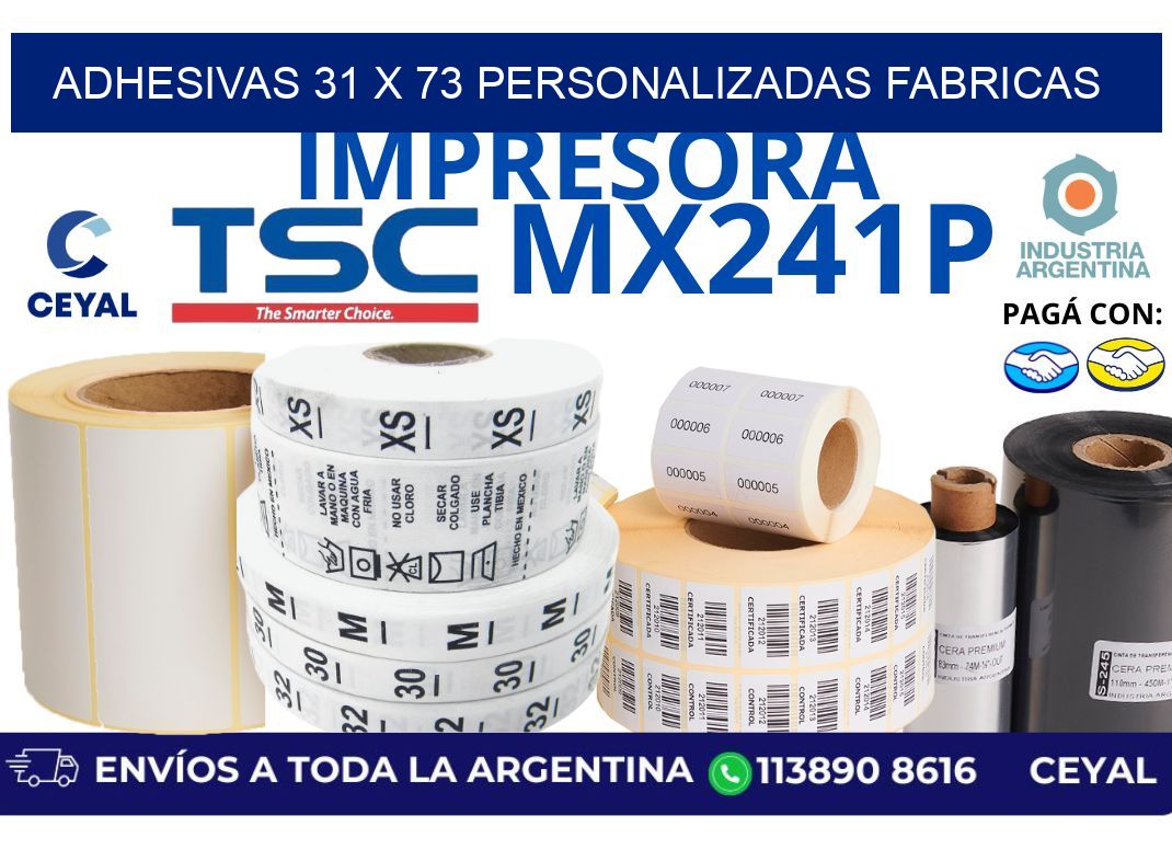 adhesivas 31 x 73 personalizadas fabricas