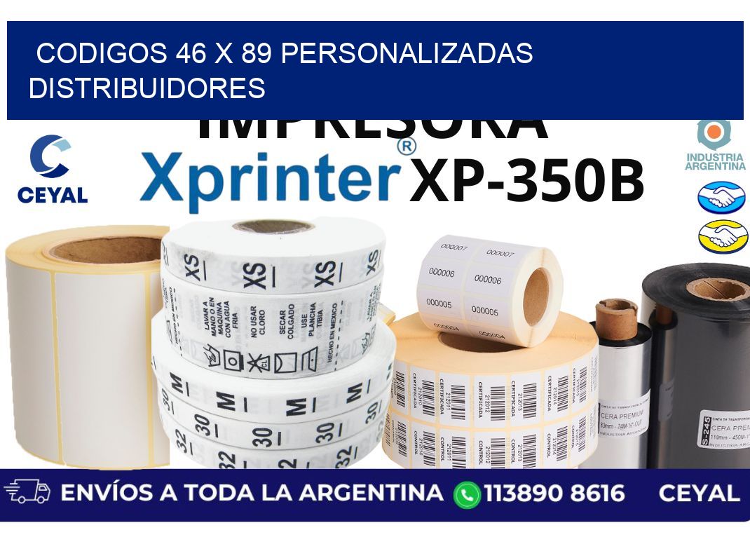 codigos 46 x 89 personalizadas distribuidores