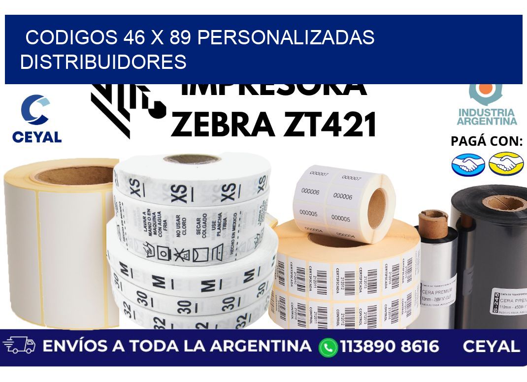 codigos 46 x 89 personalizadas distribuidores