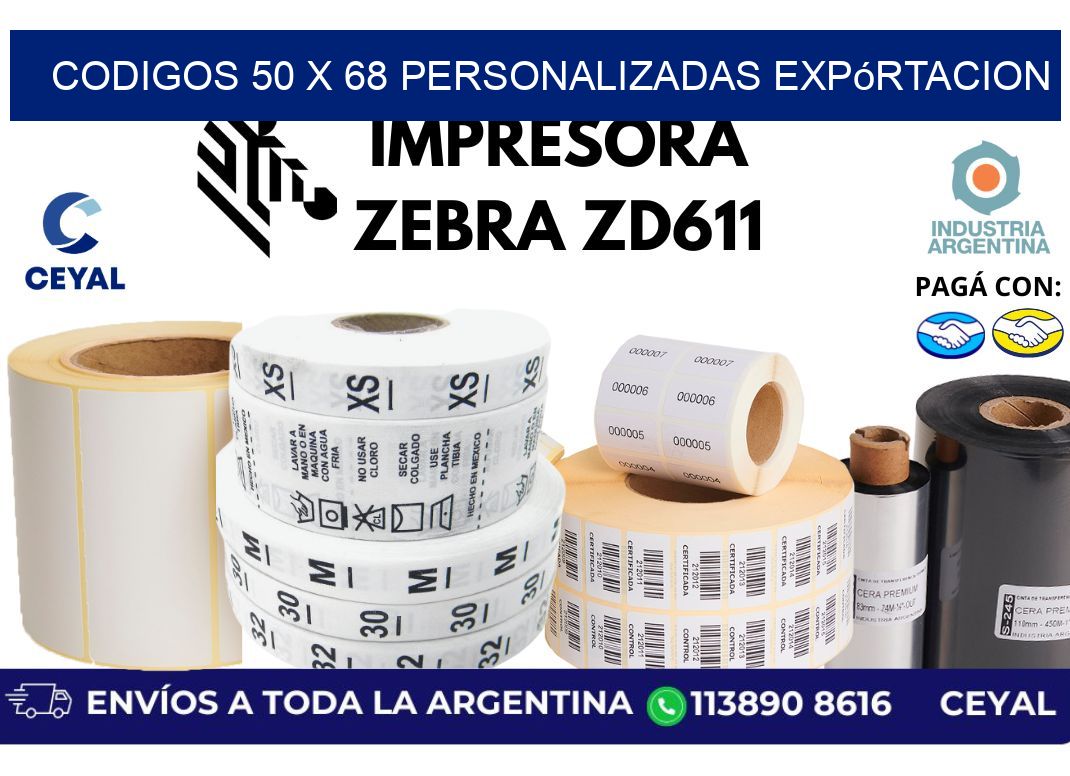 codigos 50 x 68 personalizadas expórtacion