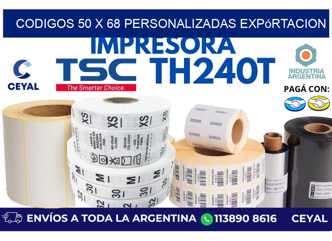 codigos 50 x 68 personalizadas expórtacion