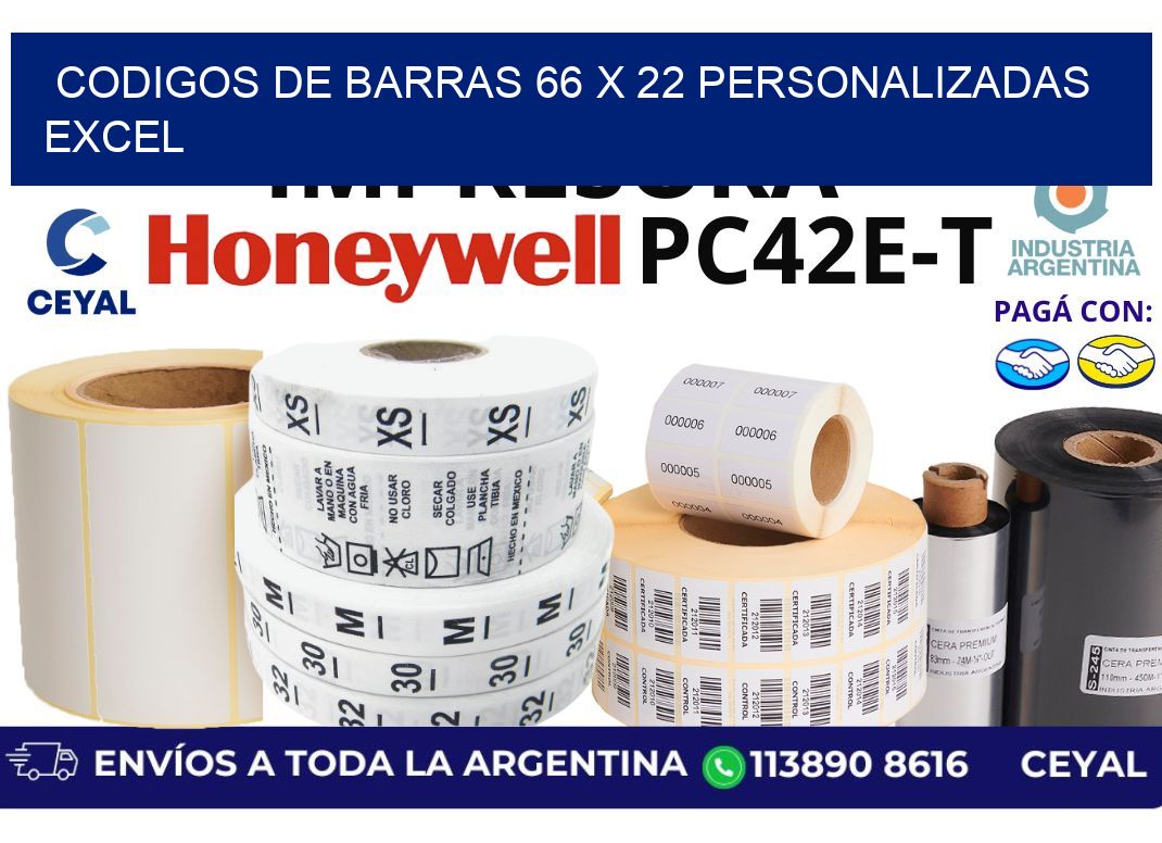 codigos de barras 66 x 22 personalizadas excel