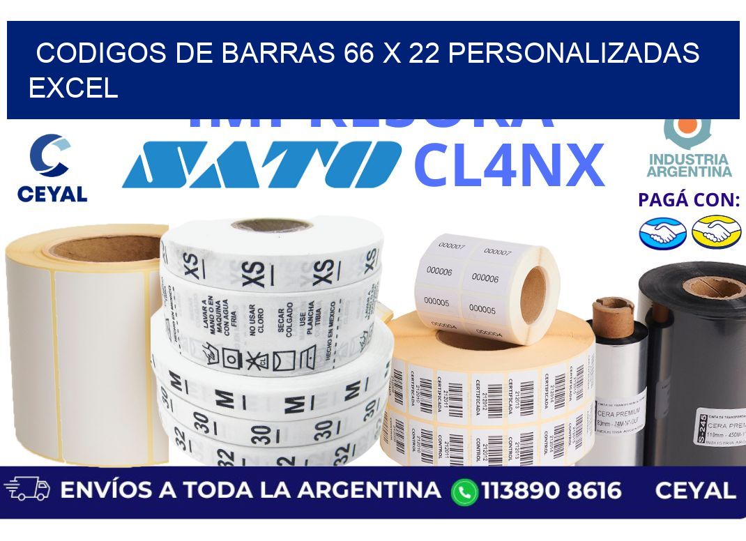 codigos de barras 66 x 22 personalizadas excel