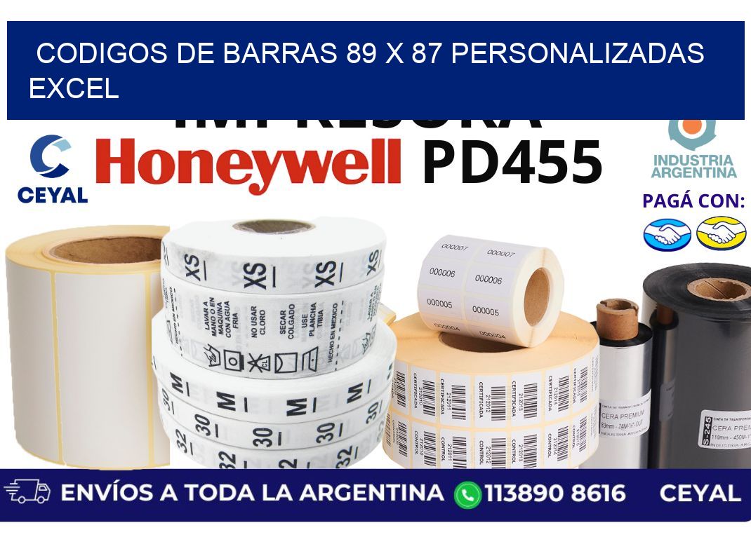 codigos de barras 89 x 87 personalizadas excel