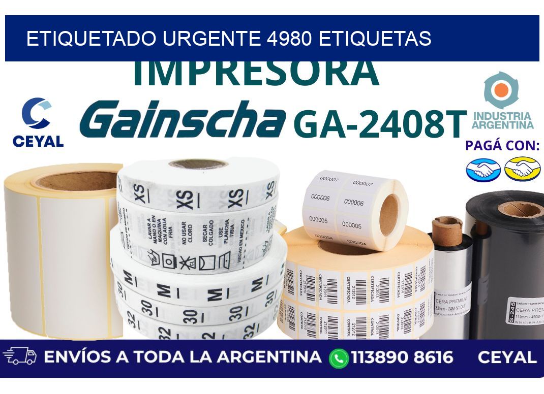 etiquetado urgente 4980 etiquetas
