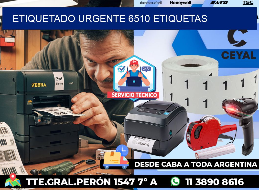 etiquetado urgente 6510 etiquetas