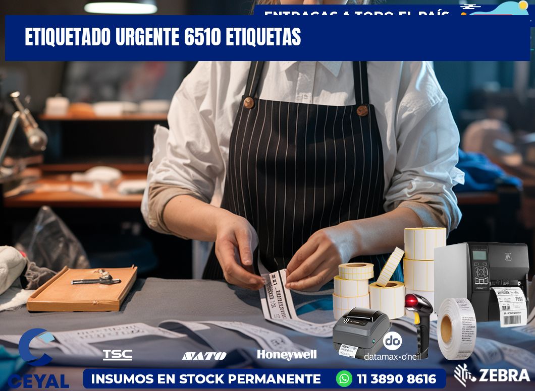 etiquetado urgente 6510 etiquetas