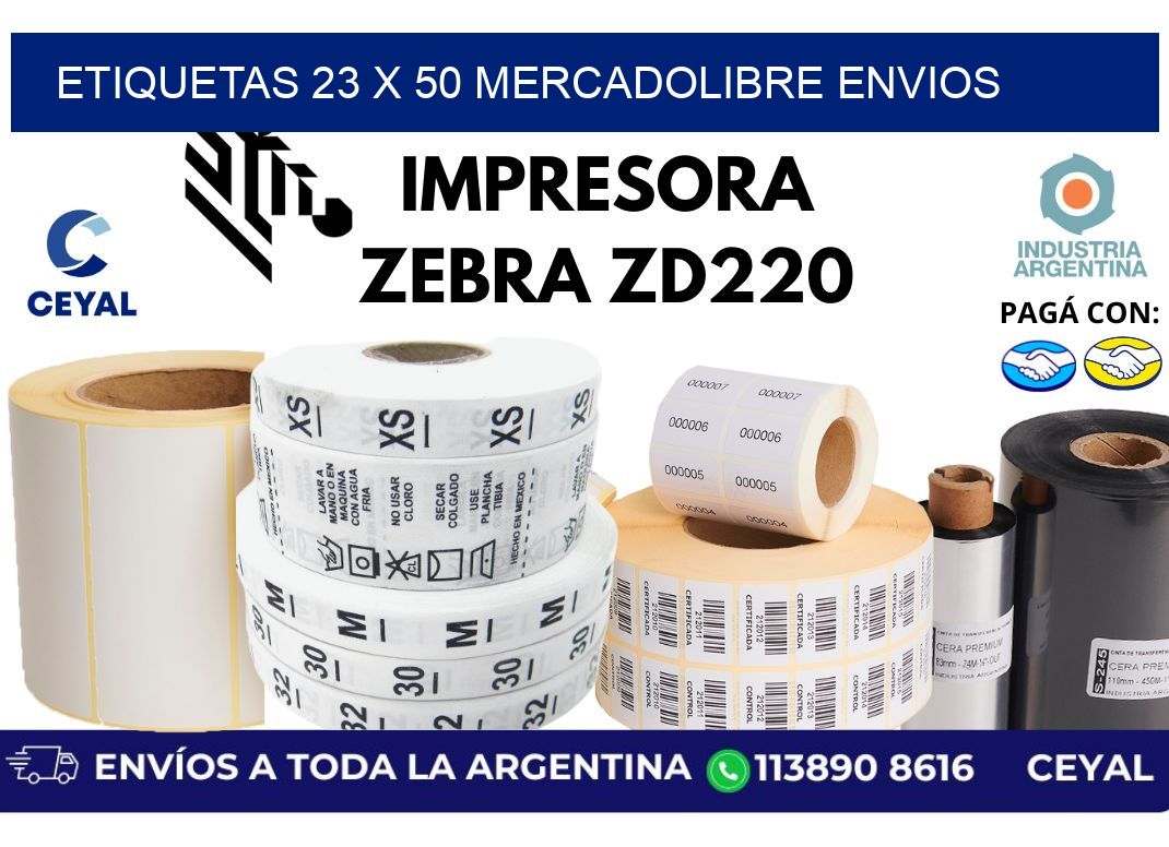 etiquetas 23 x 50 mercadolibre envios