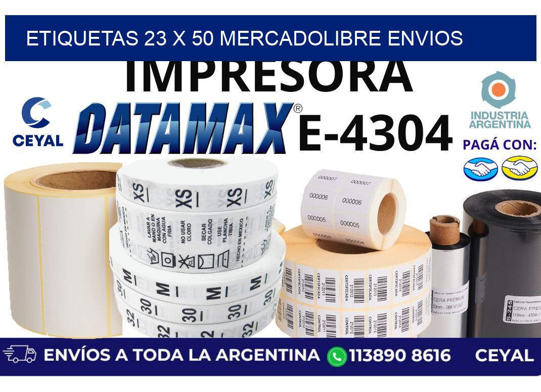 etiquetas 23 x 50 mercadolibre envios