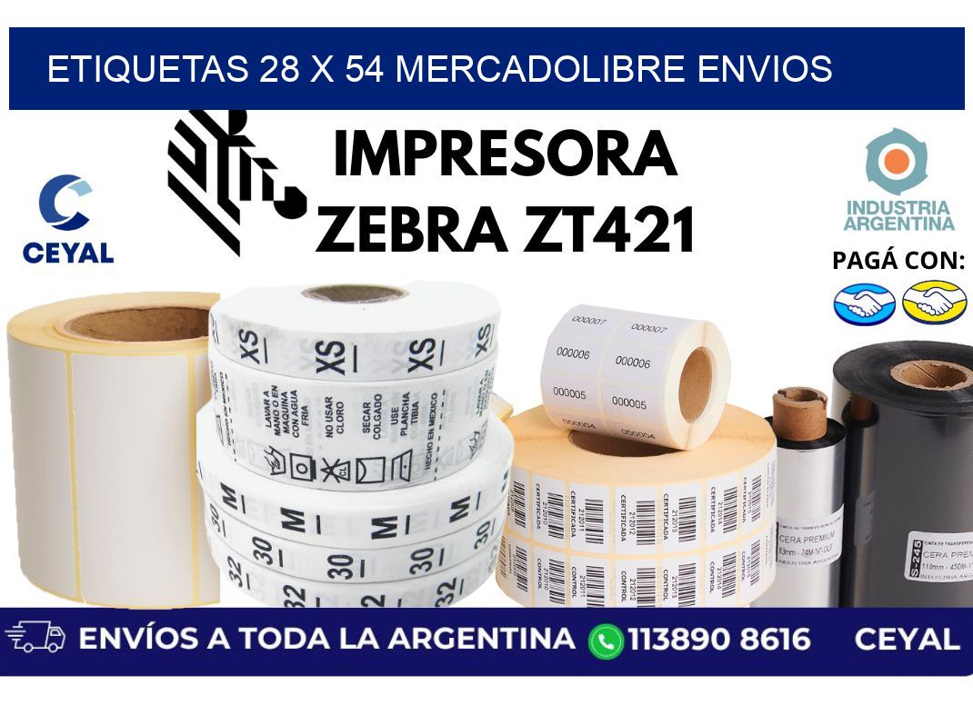 etiquetas 28 x 54 mercadolibre envios
