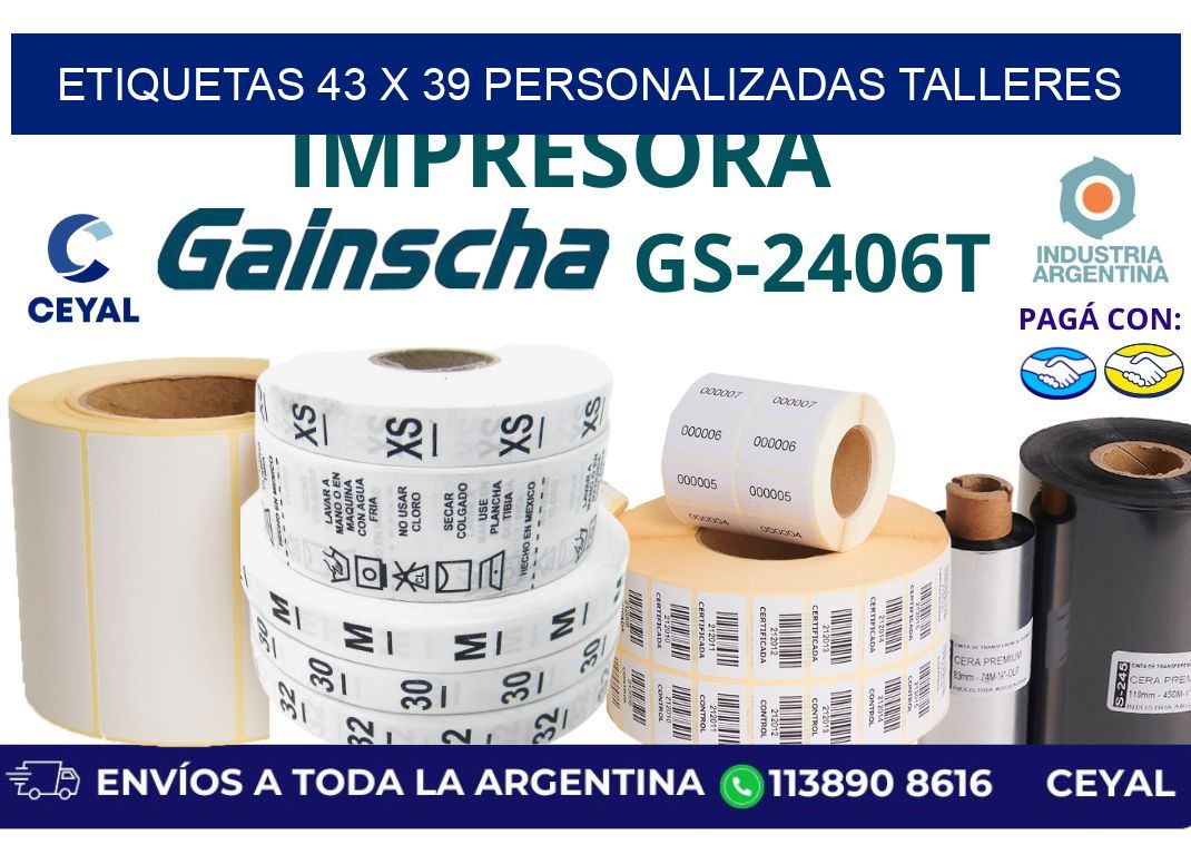 etiquetas 43 x 39 personalizadas talleres
