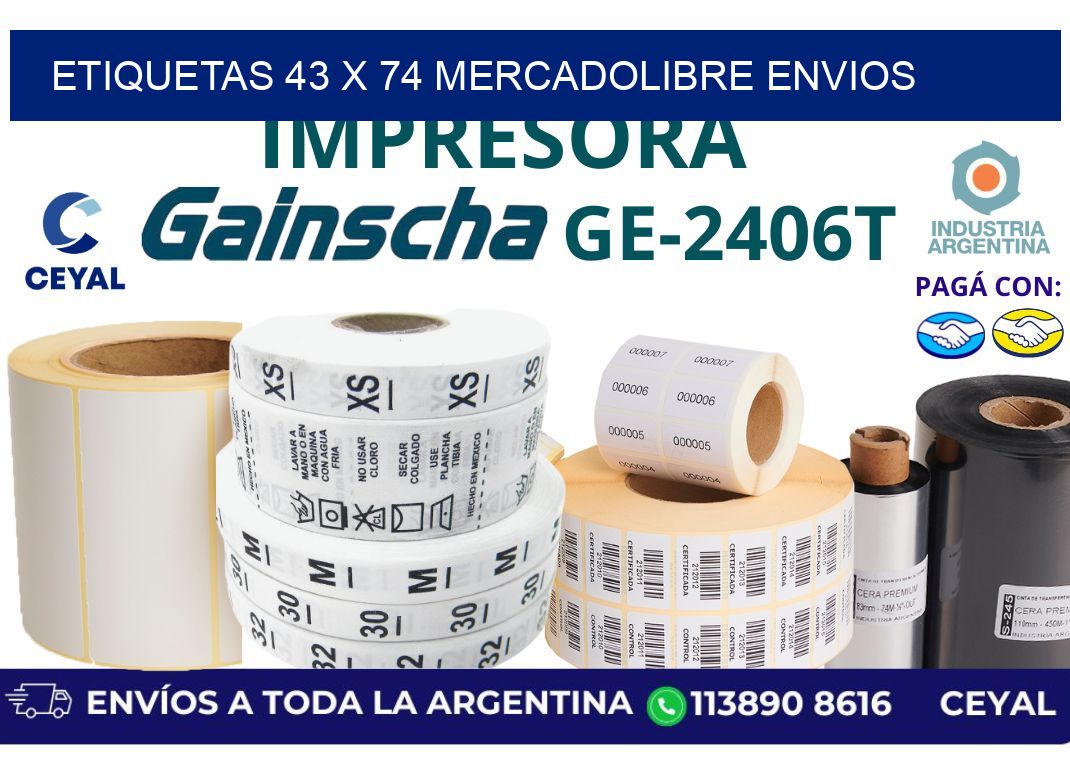 etiquetas 43 x 74 mercadolibre envios