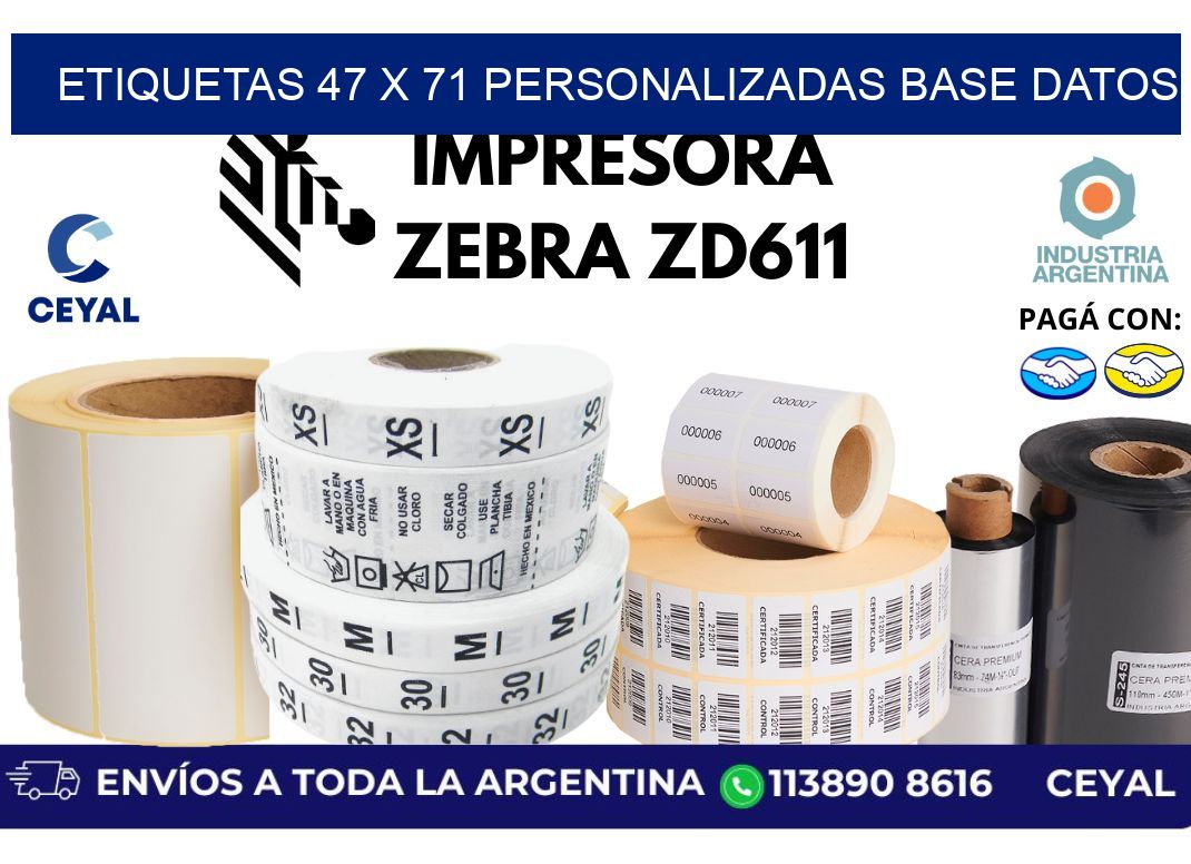 etiquetas 47 x 71 personalizadas base datos
