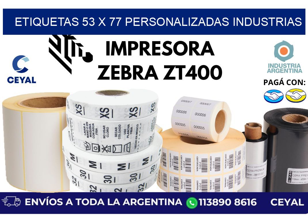 etiquetas 53 x 77 personalizadas industrias