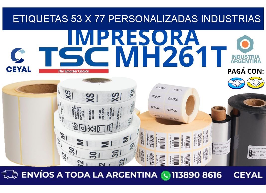 etiquetas 53 x 77 personalizadas industrias