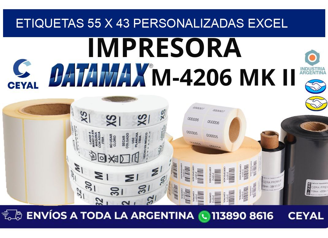 etiquetas 55 x 43 personalizadas excel