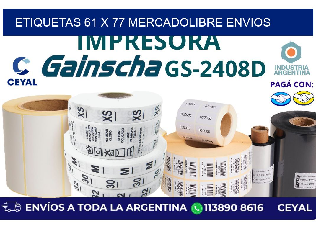 etiquetas 61 x 77 mercadolibre envios