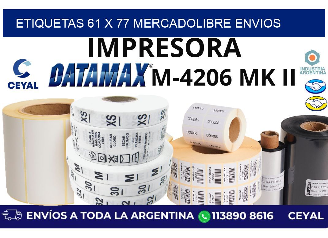 etiquetas 61 x 77 mercadolibre envios
