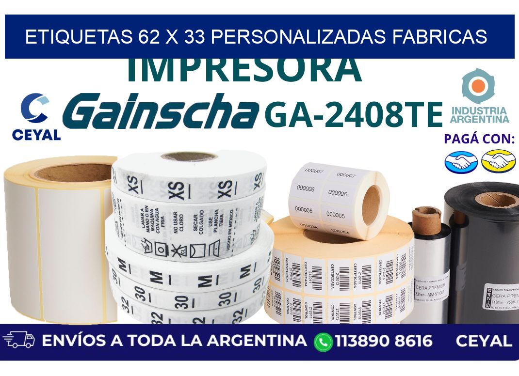 etiquetas 62 x 33 personalizadas fabricas