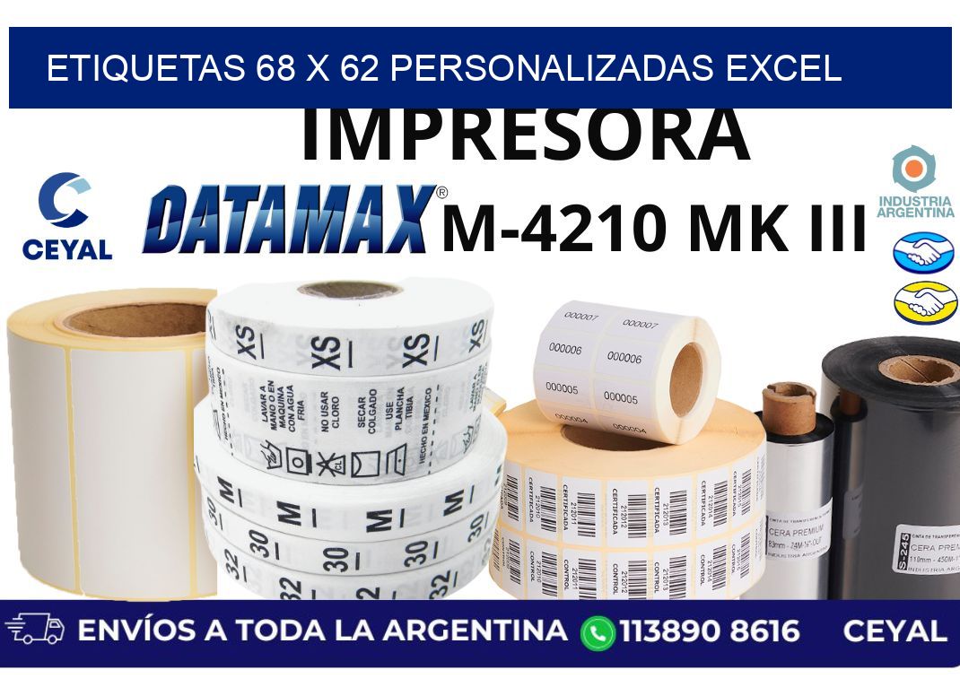 etiquetas 68 x 62 personalizadas excel