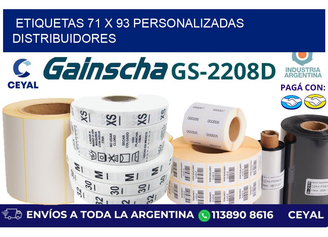 etiquetas 71 x 93 personalizadas distribuidores