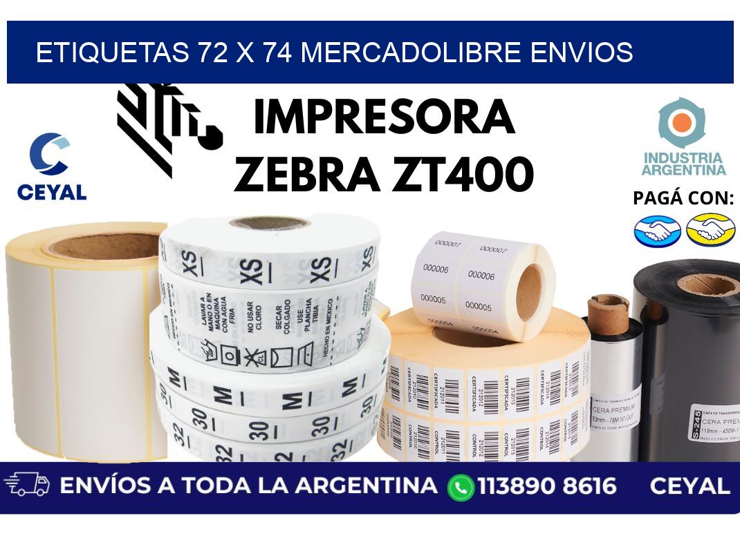 etiquetas 72 x 74 mercadolibre envios