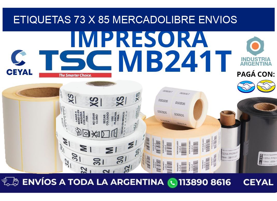 etiquetas 73 x 85 mercadolibre envios