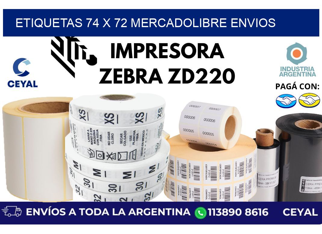 etiquetas 74 x 72 mercadolibre envios