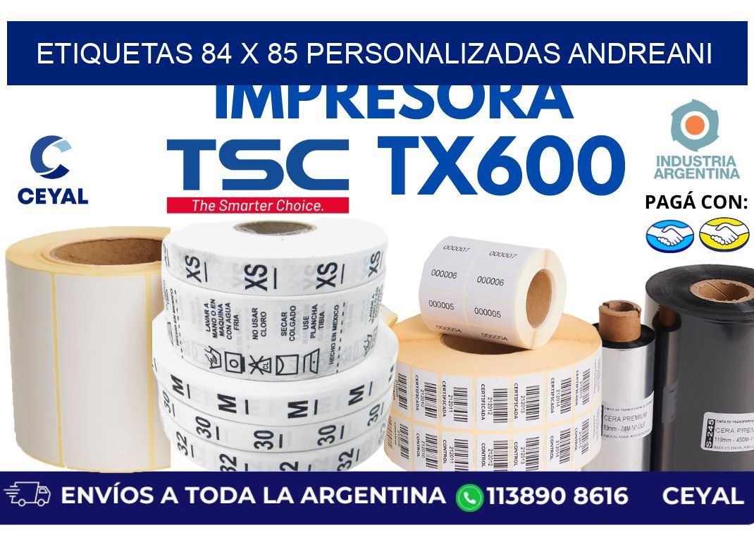 etiquetas 84 x 85 personalizadas andreani