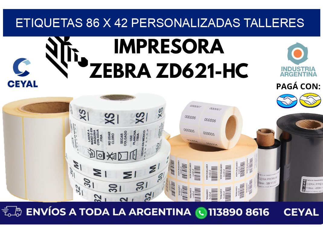 etiquetas 86 x 42 personalizadas talleres