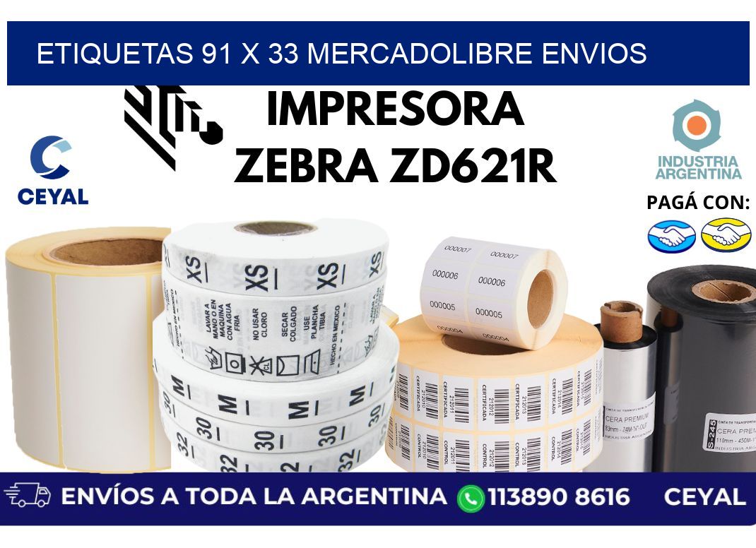 etiquetas 91 x 33 mercadolibre envios