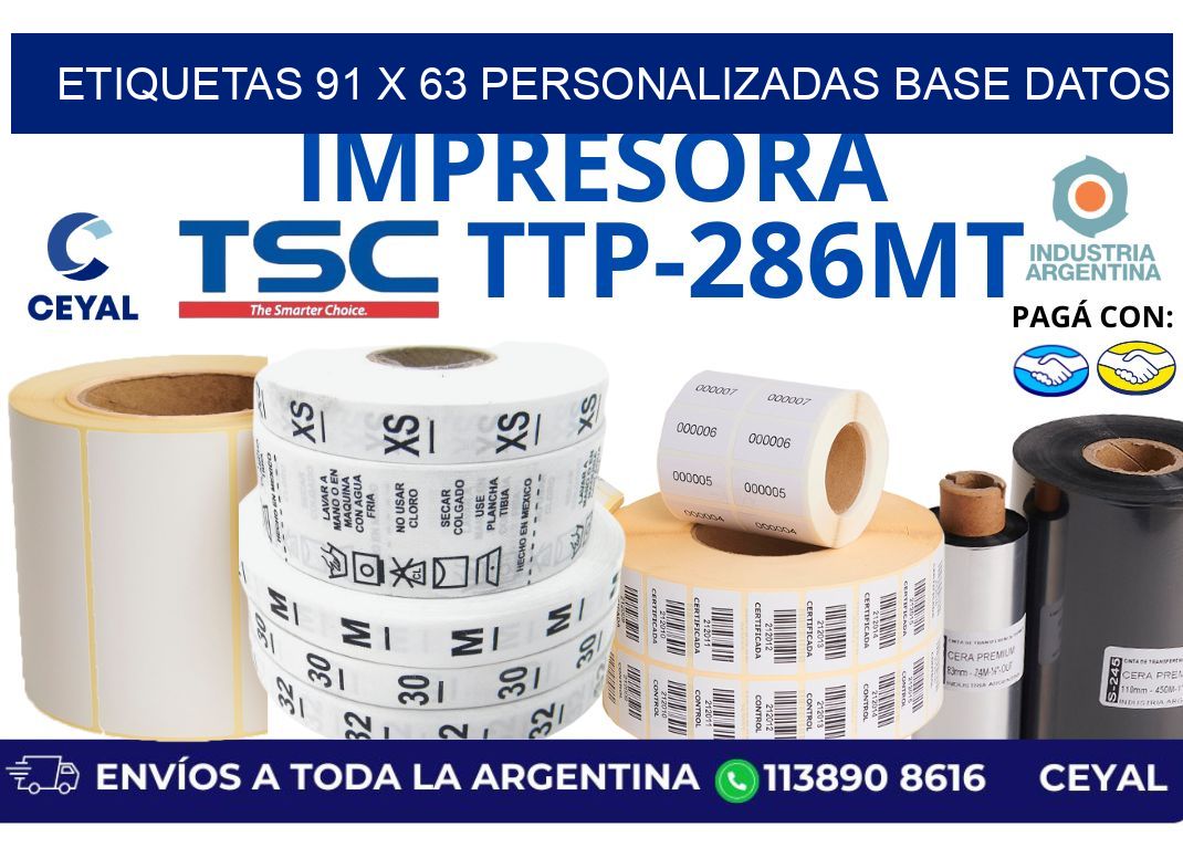 etiquetas 91 x 63 personalizadas base datos