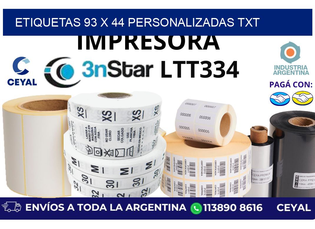 etiquetas 93 x 44 personalizadas txt