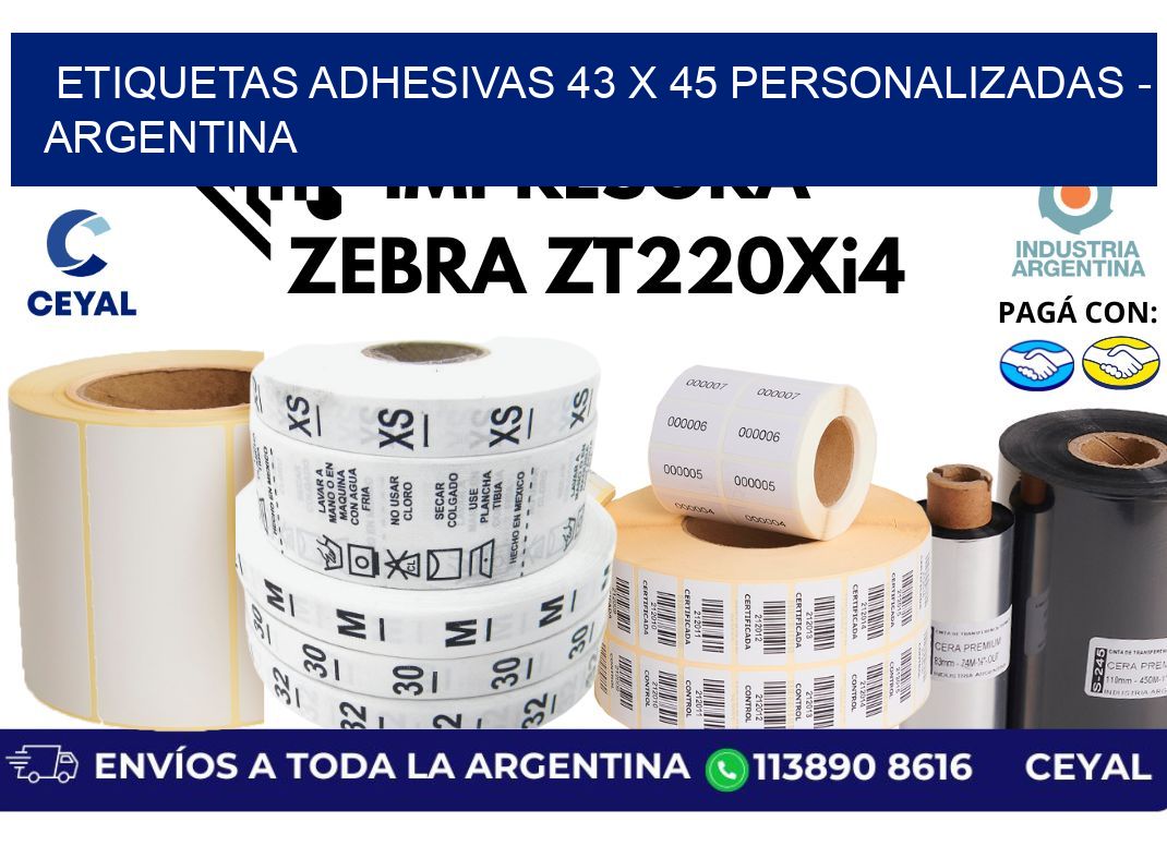 etiquetas adhesivas 43 x 45 personalizadas - Argentina