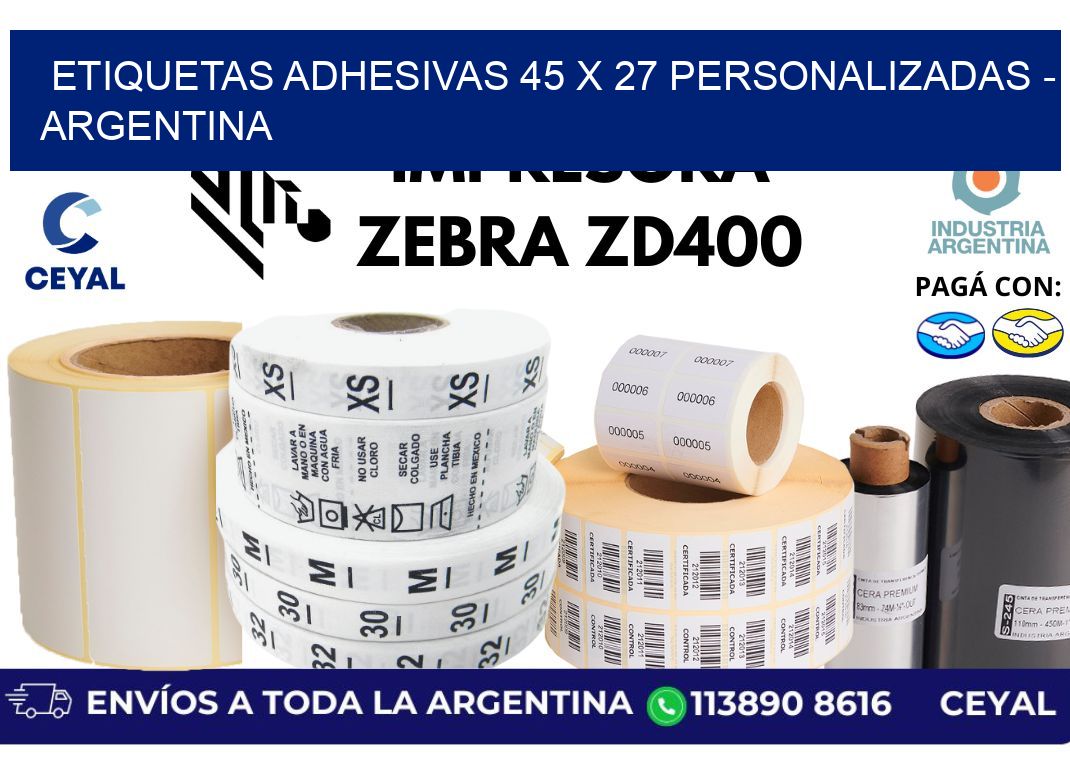 etiquetas adhesivas 45 x 27 personalizadas - Argentina