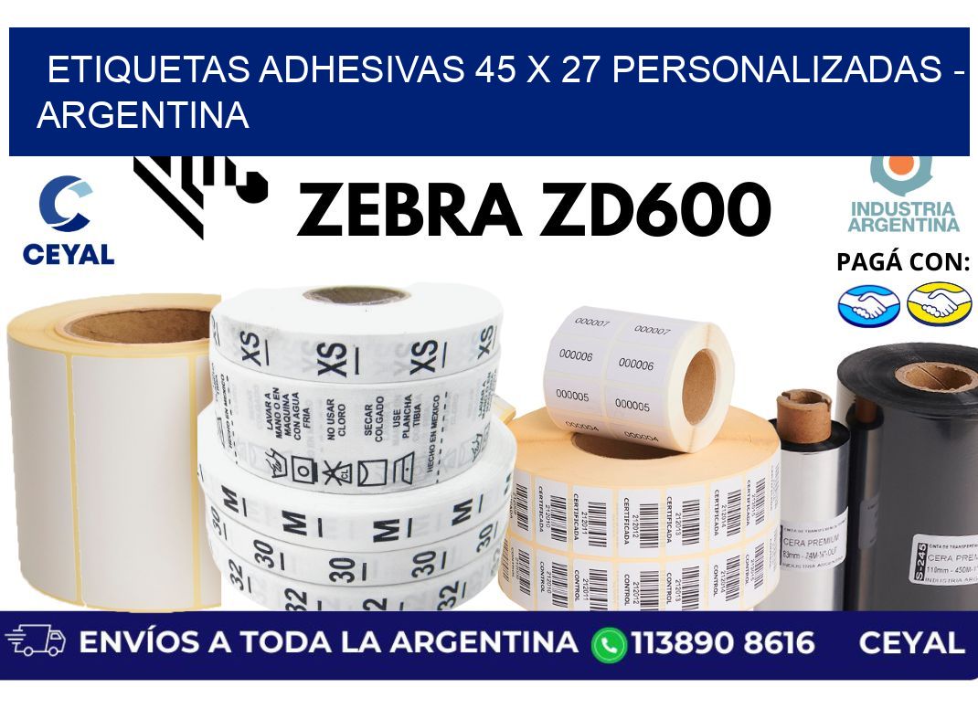 etiquetas adhesivas 45 x 27 personalizadas - Argentina