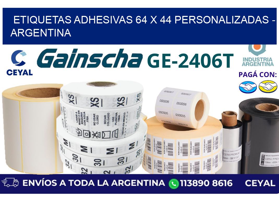 etiquetas adhesivas 64 x 44 personalizadas - Argentina