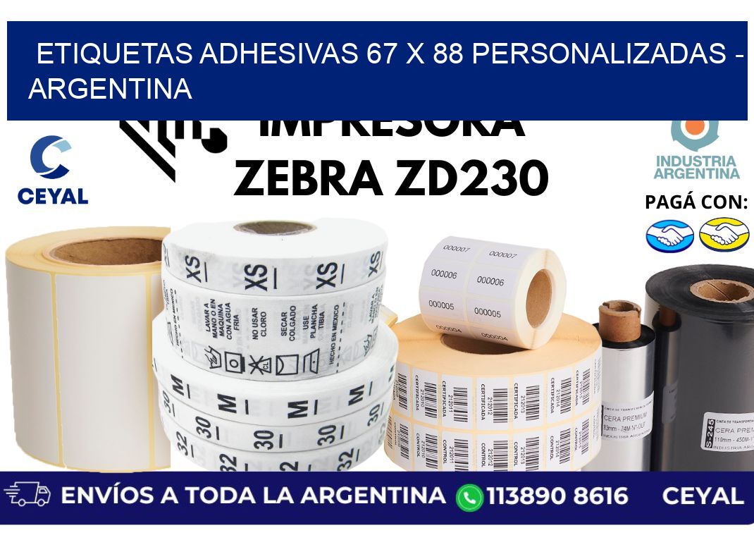 etiquetas adhesivas 67 x 88 personalizadas - Argentina