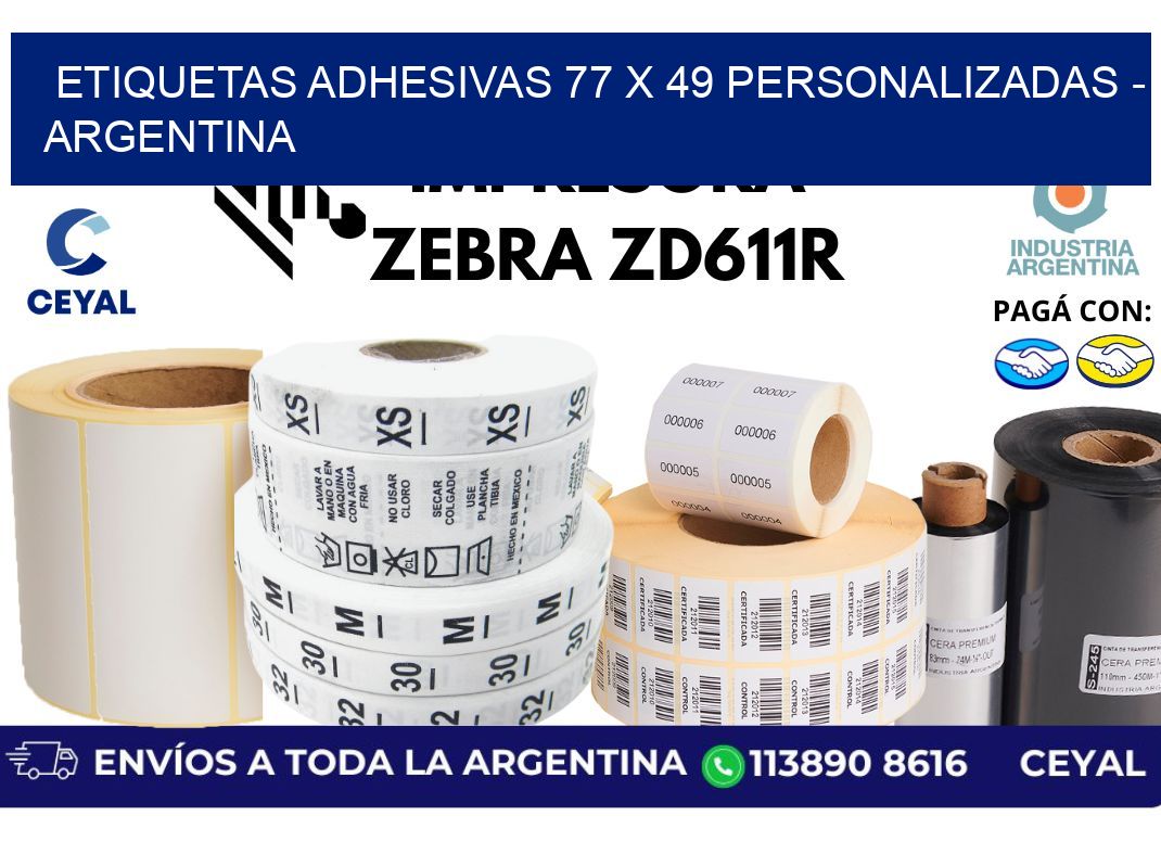 etiquetas adhesivas 77 x 49 personalizadas - Argentina