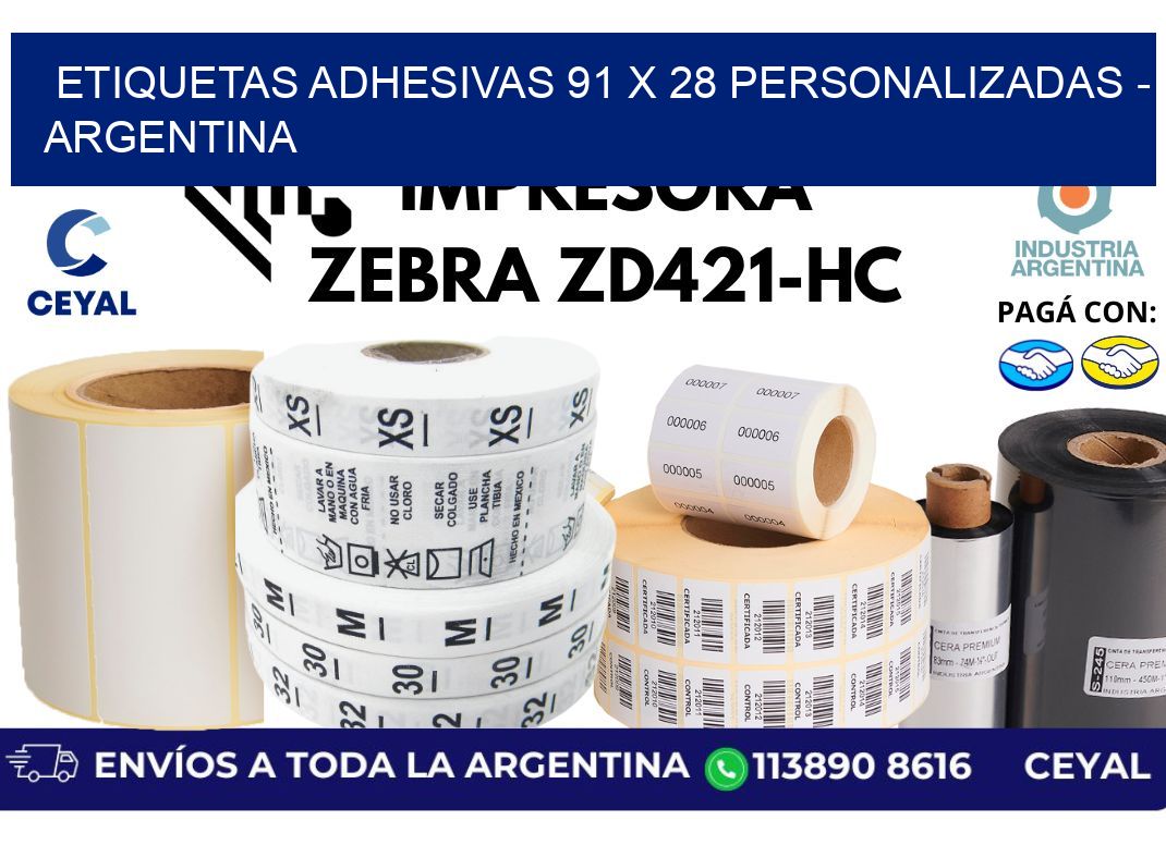 etiquetas adhesivas 91 x 28 personalizadas - Argentina