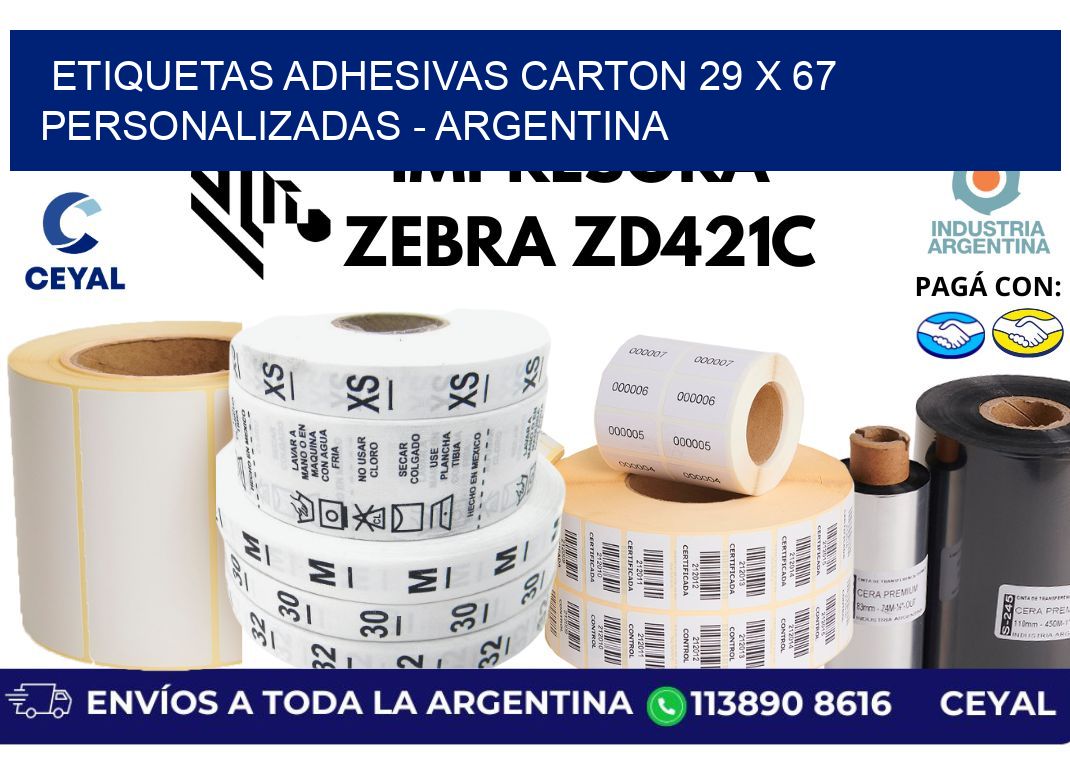 etiquetas adhesivas carton 29 x 67 personalizadas - Argentina